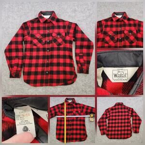 VTG Woolrich Women 9/10 M Medium Wool Buffalo Plaid Flannel Shirt Shacket Jacket
